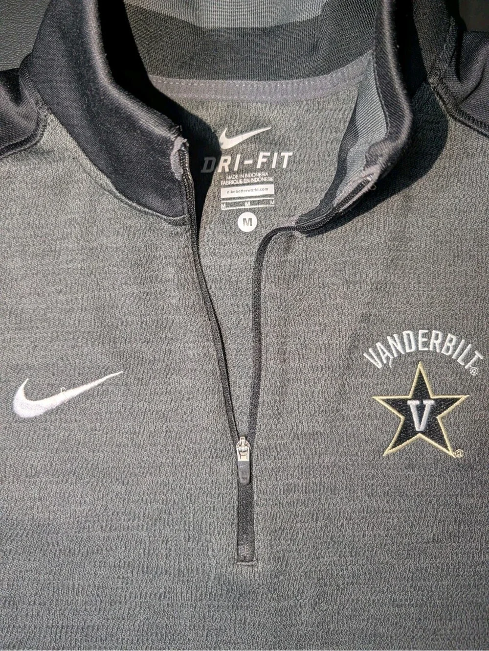 Nike Dri Fit Quarter Zip Vanderbilt Medium Black Gray